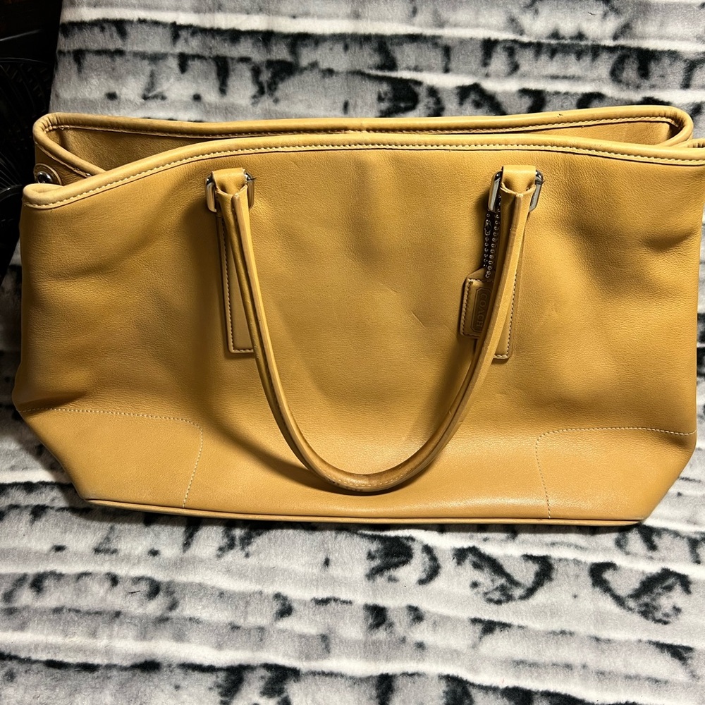 Tan Leather Coach Tote Bag